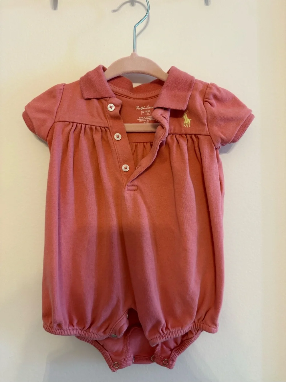 Ralph Lauren Coral Pink Polo Romper